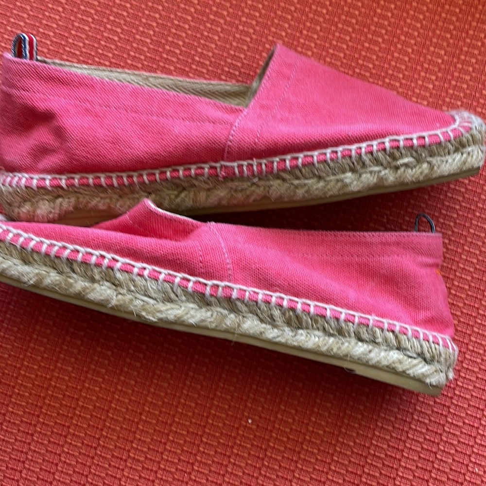 Espadrilles made in Spain size 37 women Coral color cotton with Raffia - Picture 3 of 4